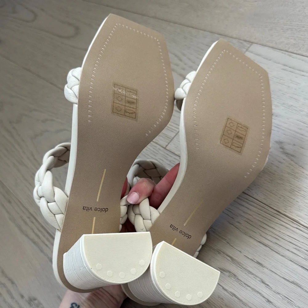 Dolce Vita Ivory Braided Double-Strap Slide Heels - Picture 4 of 4